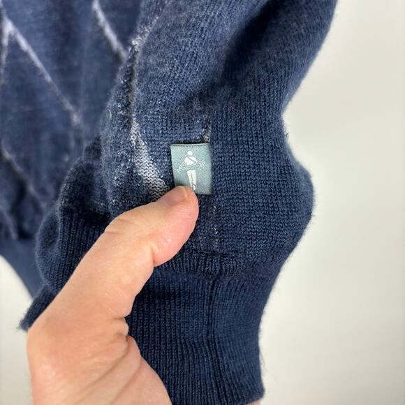 Smith & Tweed Golf Sweater Vest Merino Wool Blue Argyle quarter-zip Medium Prep - Picture 6 of 9
